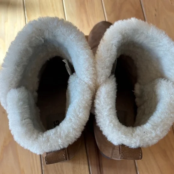 UGG Women's Tan Wedge Boots with Cream Lining - Picture 3 of 9